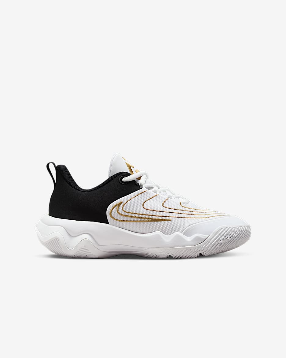 Nike basketball shoes white and gold online